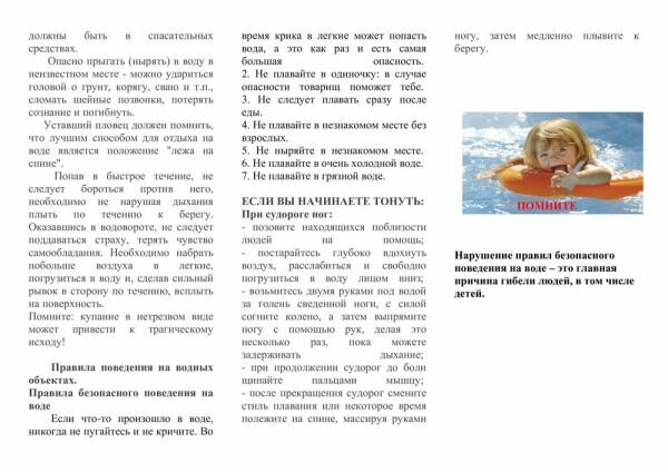 Правила безопасности на воде